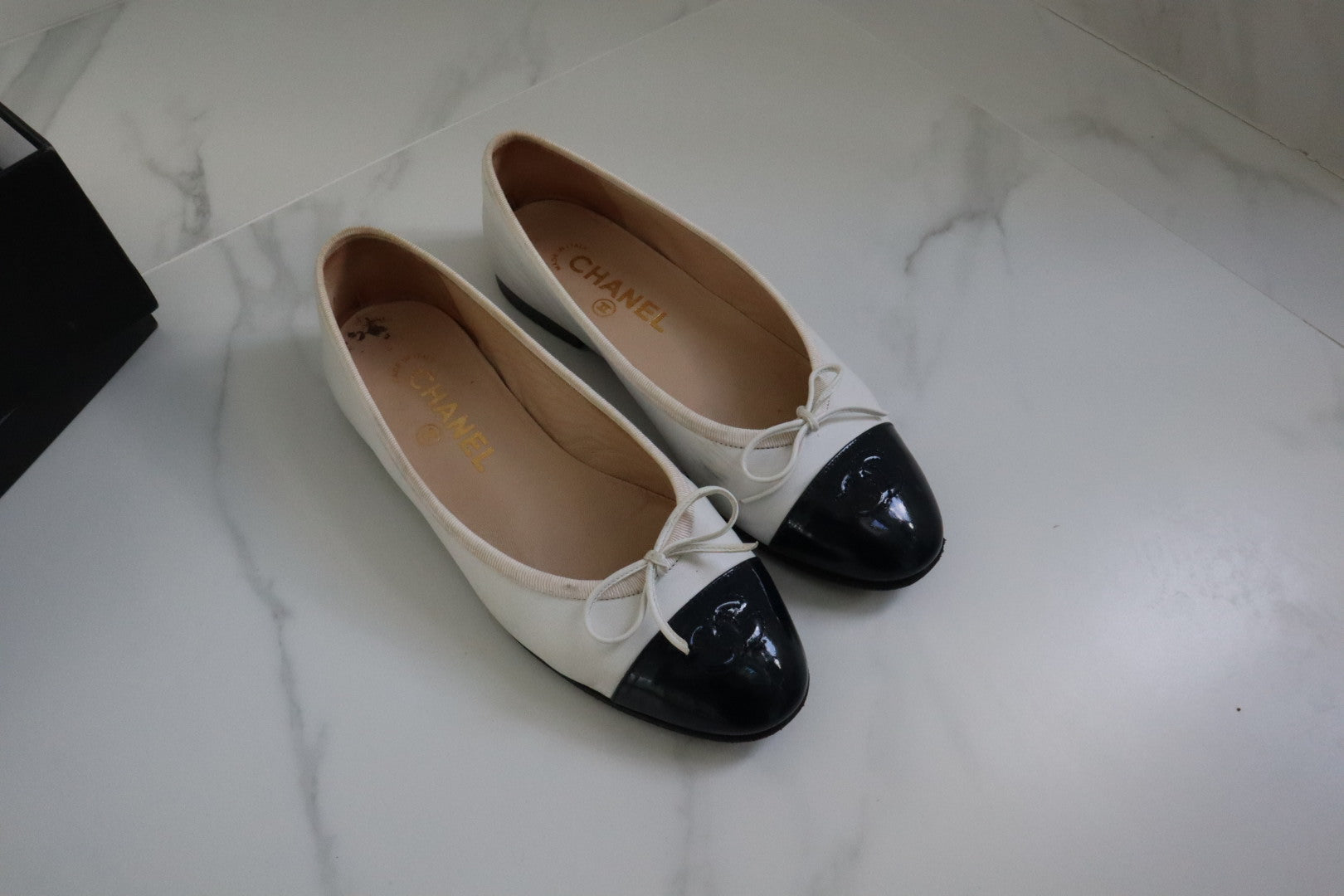 Silver chanel flats deals