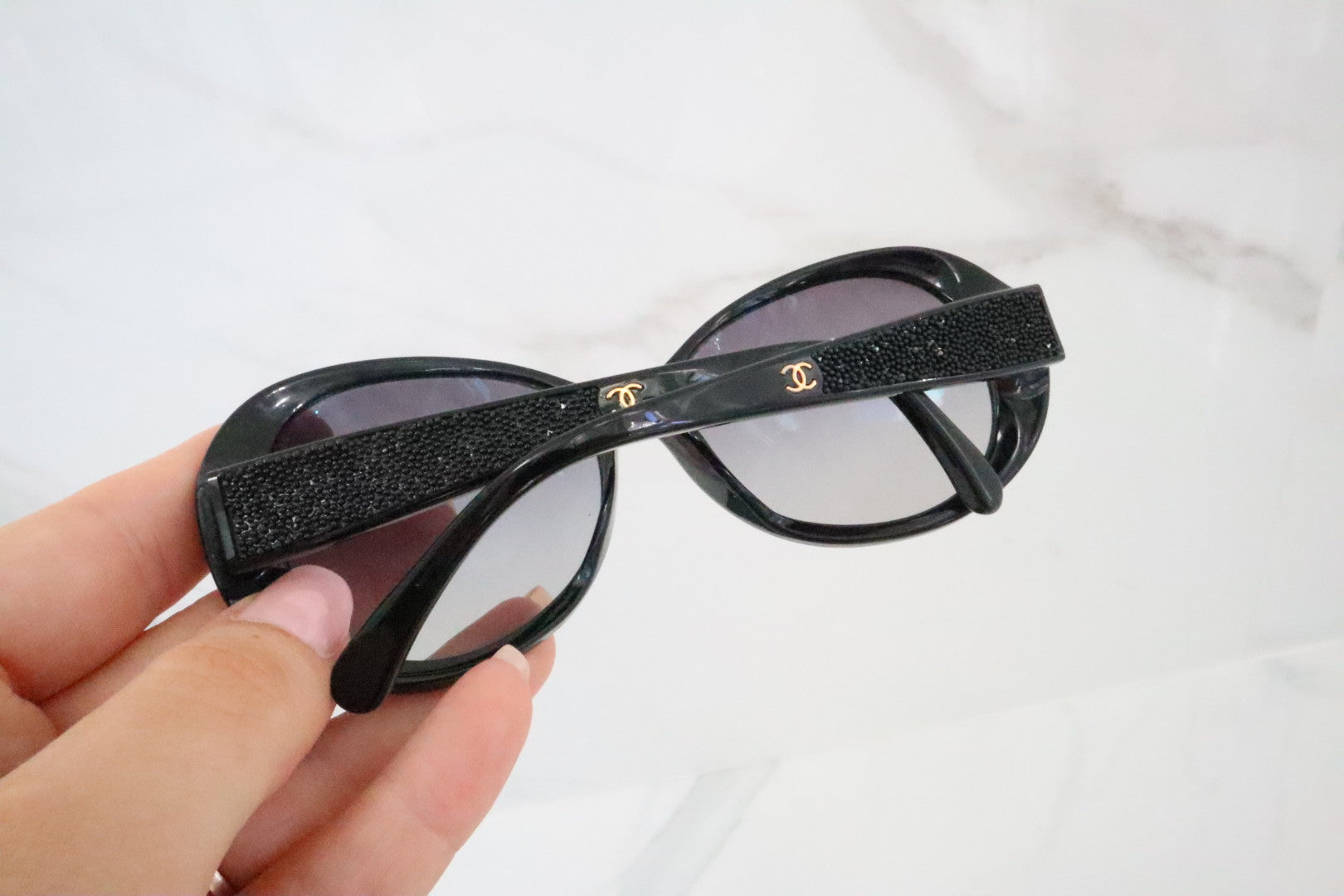 Auth Vintage CHANEL CC Logo Stars Sunglasses Black 06205 94305 Used from  Japan